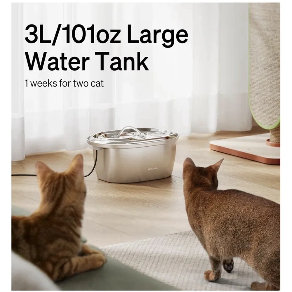 Petlibro Stainless Steel Cat Water Fountain 101oz/3L Automatic Water Dispenser
